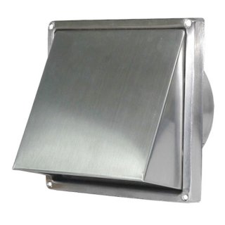 Edelstahl Ablufthaube mit Rückstauklappe 180mm x 180mm x Ø150mm