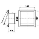 Edelstahl Ablufthaube mit Rückstauklappe 180mm x 180mm x Ø150mm