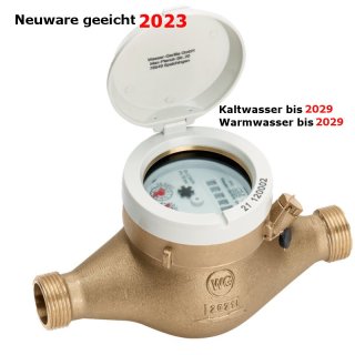 Hauswasserzähler 2022, Wasseruhr kalt-/ warm, 3/4"-1" x 190mm-260mm, Neuware