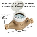 Hauswasserzähler, Wasseruhr kalt-/ warm, 3/4-1 x...
