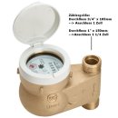 Hauswasserzähler senkrecht, 3/4" kalt, 105mm, Qn 2,5