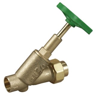 Freistromventil Lötmuffe 28mm ohne Entleerung, DVGW, Schrägsitz, Absperrhahn