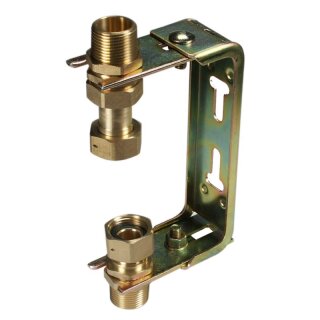 Wasserzählerbügel senkrecht inkl. Verschraubung 1" x 1" x105mm, höhenverstellbar gelb verzinkt