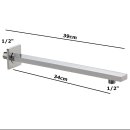 Brausearm UP eckig 39cm für Unterputzmontage, Duscharm 1/2" Anschluss, chrom