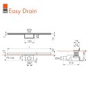 Duschrinne 700mm Edelstahl Komplett-Set, ESS Easy drain WALL Waterstop ED-WS-W-70