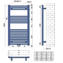 Badheizkörper Standard gerade Form Breite 300mm x Höhe 1000mm, mit Mittelanschluss und Seitenanschluss