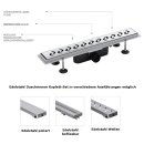 Edelstahl Duschrinne 800mm, Abdeckung Welle poliert, komplett Set inkl. Dichtvlies