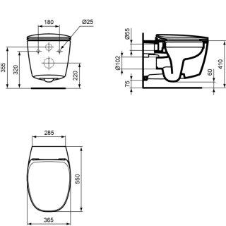 Ideal Standard DEA Tiefspül Wand-WC T331601 randlos inkl. WC-Sitz Softclosing