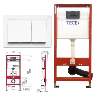 TECEbase Unterputz WC-Set mit Betätigungsplatte BH 1120mm Komplett Set, 9400 000
