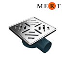 MERT Bodenablauf mit Edelstahlrost und Rahmen "stripes" (304), 150x150 mm