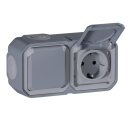 SCHUKO Steckdose 2-fach, waagerecht, Aufputz Feuchtraum,...