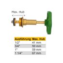 Fettkammer-Oberteil für Freistromventile 1 1/4", Messing mit Handrad, lange Ausführung