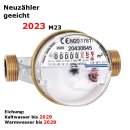 Wasserzähler 2023 kalt-/ warmwasser, 3/4" - 1" x 80mm-130mm,  Qn1,5 - Qn2,5