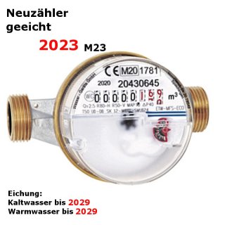 Wasserzähler 2023 Kaltwasser 1/2" (3/4" AG) x 80mm