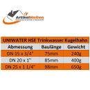 Messing-System-Kugelhahn, AG, Trinkwassergeeignet DIN EN 13828, DVGW, 3/4"-1 1/4"