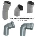 Valsir HT Bogen PP, HTB mit einseitiger Muffe DN100, 45 Grad