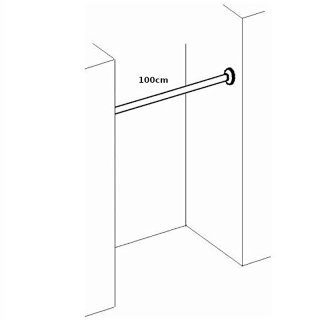 Duschvorhangstange, 100cm, für Nischenmontage, Alu-Rohr, weiß
