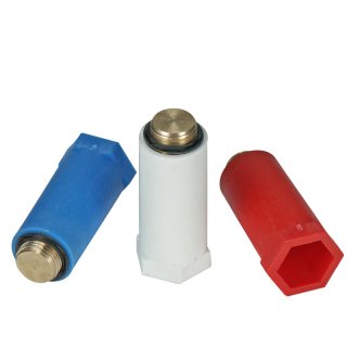 Baustopfen schmal 3/8", weiß mit Messinggewinde