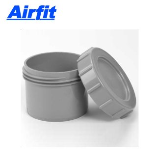 AIRFIT Endstopfen, Muffenstopfen mit Schraubverschlusskappe, grau, DN40