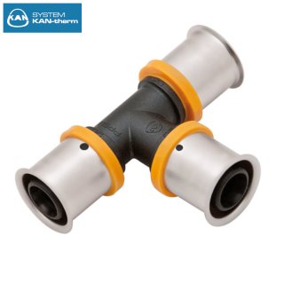 KAN-therm Pressfitting, T-Stück, PPSU, universelle Presskontur, kalt biegbar, 32mm