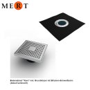 Bodenablauf KARE Edelstahl 20x20cm, Ablauf senkrecht 70mm verstellbar, Bitumen