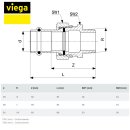 VIEGA Sanpress Übergangsverschraubung I/AG, SC-Contur, Rotguss, flachdichtend, Modell 2265