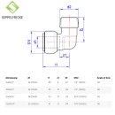 Steckfitting Messing 90° Winkel AG x Steck, 18mm x 3/4", Tectite T092G