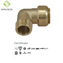 Steckfitting Messing 90° Winkel AG x Steck, 22mm x 3/4", Tectite T092G
