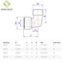 Steckfitting Messing 90° Winkel AG x Steck, 22mm x 3/4", Tectite T092G