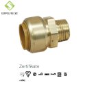 Steckfitting Messing Übergangsstück, 18mm x 1/2", Steck x AG, Tectite T243G