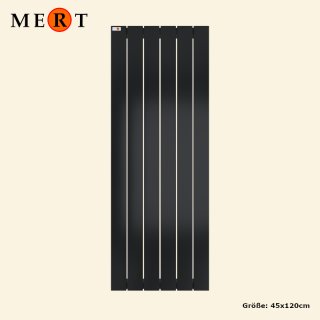 MERT Design Badheizkörper TEO tiefschwarz, Flachheizkörper, 45 x 120 cm ohne Regale