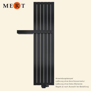 MERT Design Badheizkörper TEO tiefschwarz, Flachheizkörper, 45 x 180 cm 1 Regal links