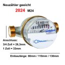 Wasserzähler 2024 1/2 Zoll (3/4" AG) x 80mm, warm - Qn 1,5
