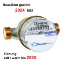 Wasserzähler 2024 mit Einbaubügel 1/2" und 3/4" Anschluss im Set