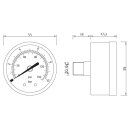 Manometer Metall 1/4 Zoll, 0 - 10 bar D55mm Anschluss hinten, unten