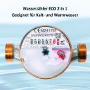 Wasserzähler 2 in1, 1/2 Zoll - 3/4 Zoll x 80mm 110mm 130mm