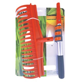 RAMP Universal Gartenrechen PRO Laubharke inkl. Teleskopstab 120cm