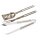 Edelstahl-Grillbesteck Set XL 3 tlg. Gabel, Zange, Wender - Länge 42cm