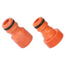 Schlauchanschluss mit Aussengewinde und clicksystem 1/2 Zoll, 3/4 Zoll