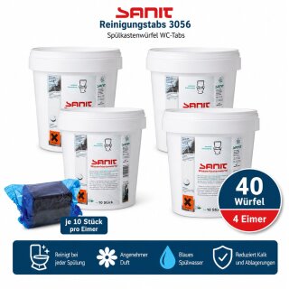 SANIT Reinigungstabs 3056, Spülkastenwürfel WC-Tabs 4 x 10 Stück