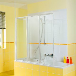 Badewannenfaltwand, 140cm x 120cm, 3-tlg. Alu matt /...