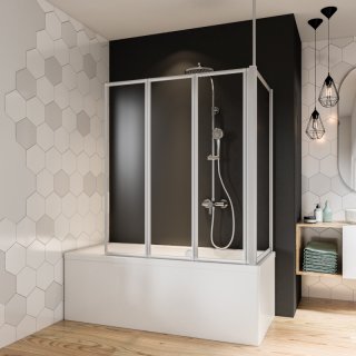 Badewannen-Seitenwand, 70 cm, Alu matt, Klarglas - Made...