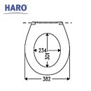 WC SITZ Universal ohne Deckel von Hamberger HARO - Edelstahlscharniere, schwarz