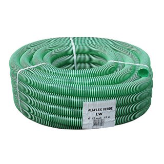 Druck- Saugschlauch grün mit weißer PVC Spirale 1 1/2" Rolle 25 Meter knickfest