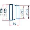 Reduzierstück Ø100/125mm, Länge 60mm für Lüftungskanäle, weiss, lichtbeständig