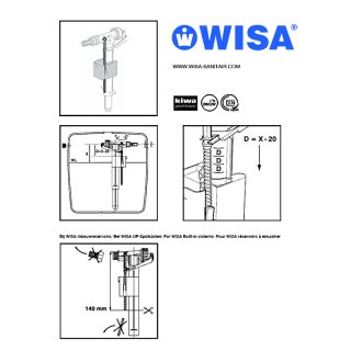 Universalfüllventil WISA Spülkastenventil Geräuschklasse I, einstellbar 6-9 Liter