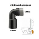 WC Anschlussbogen 90 Grad Unterputz, DN 90 x 90 schwarz, inkl. Bauschutz