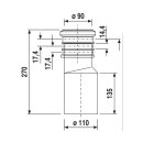 Wand WC Anschlussstück gerade DN90 auf DN110...